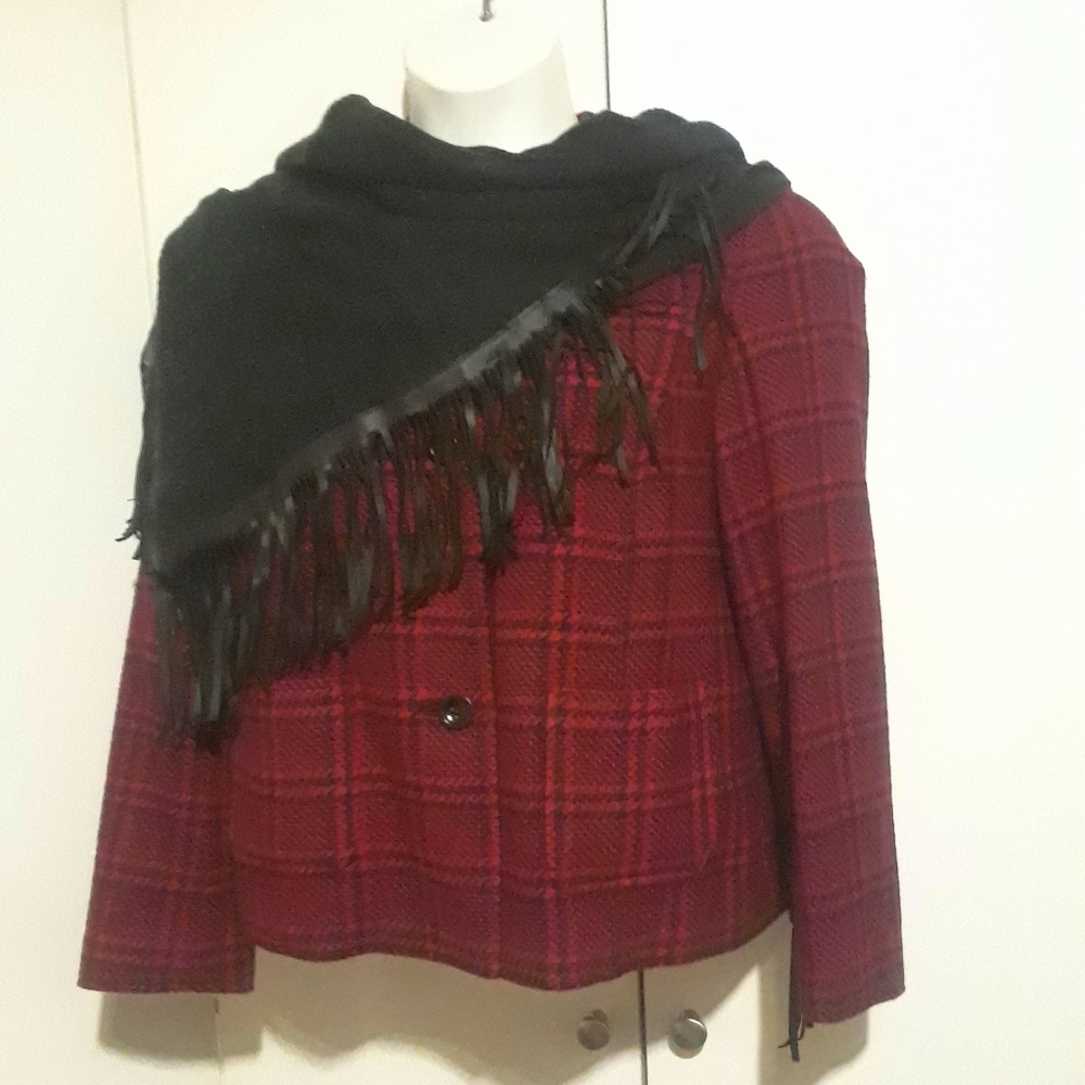 Talbots Red and Black Plaid Blazer